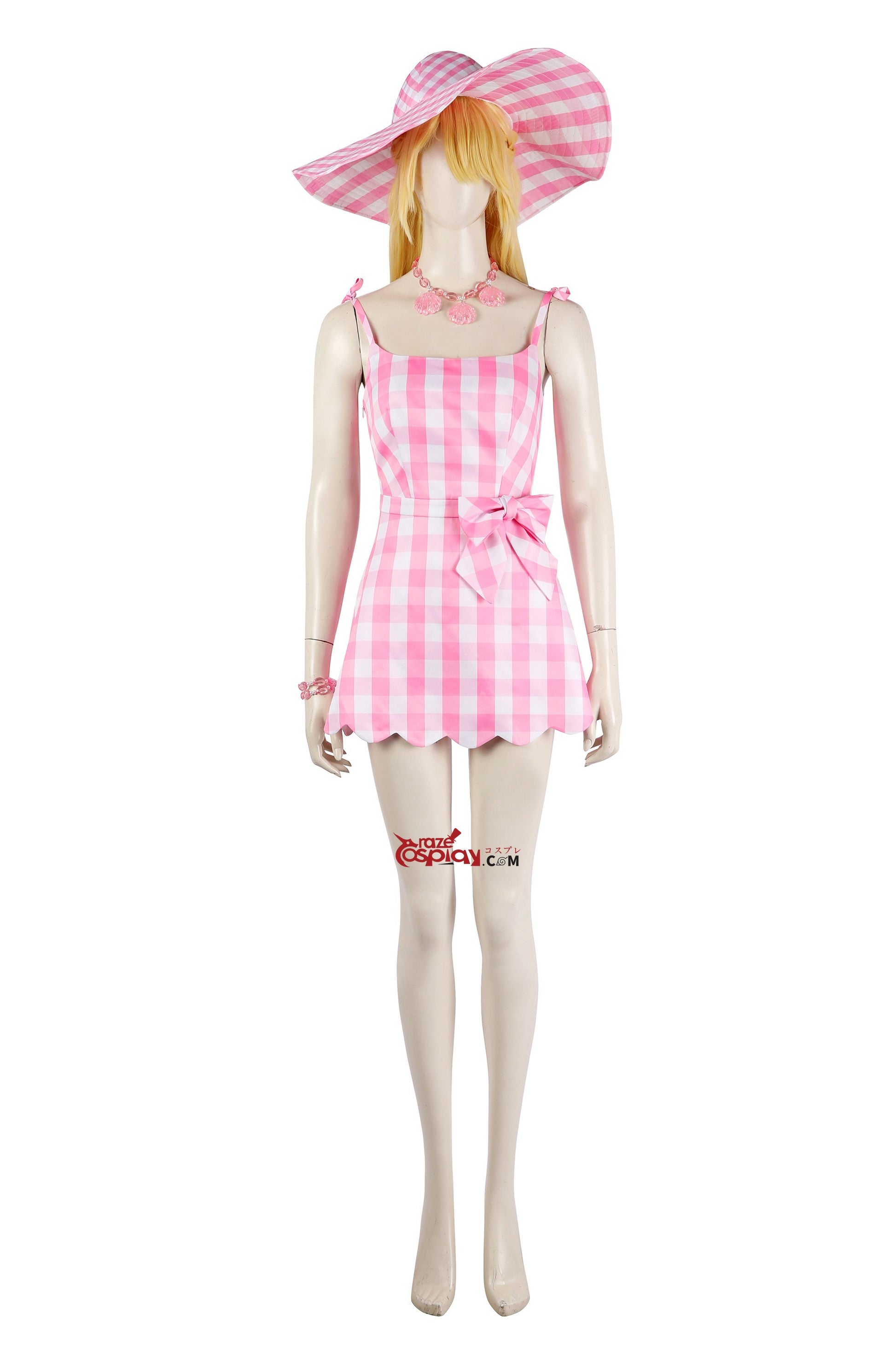 Barbara Movie Doll Pink Plaid Dress Cosplay Costume