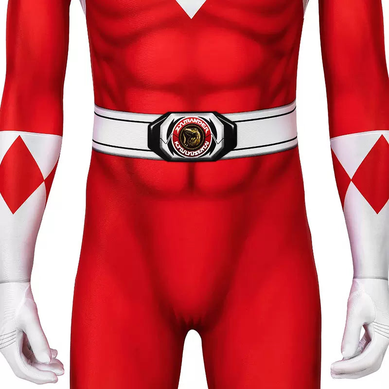 Red Ranger Jumpsuit Power Rangers  Cosplay Costume Tyrannosaurus Ranger Jason Halloween Suit