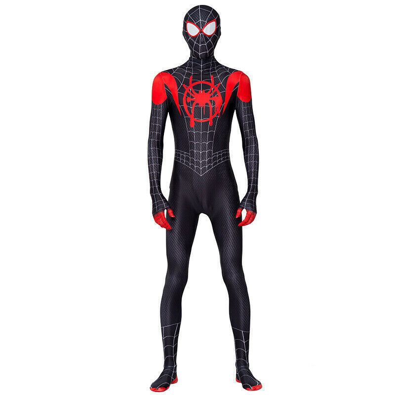 Miles Morales Suit Spiderman Into The Spider Verse Cosplay Costume For Adult
