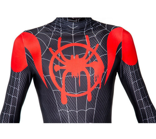 Miles Morales Suit Spiderman Into The Spider Verse Cosplay Costume For Adult