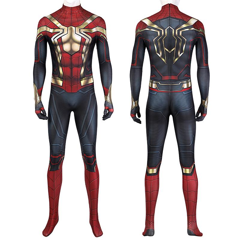 Spider-Man 3 Costume Spiderman No Way Home Peter Parker Cosplay Superhero Gold Jumpsuit - CrazeCosplay