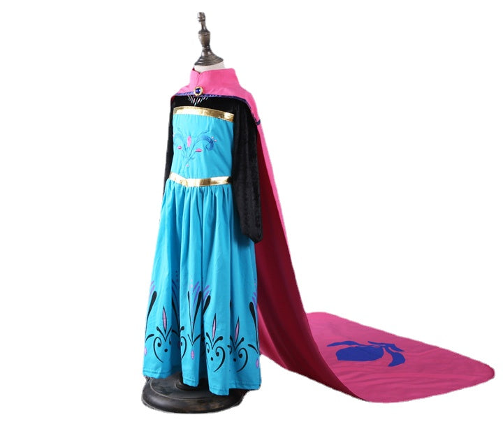 Elsa Coronation Dress Frozen Princess Outfit with Cape for Kids