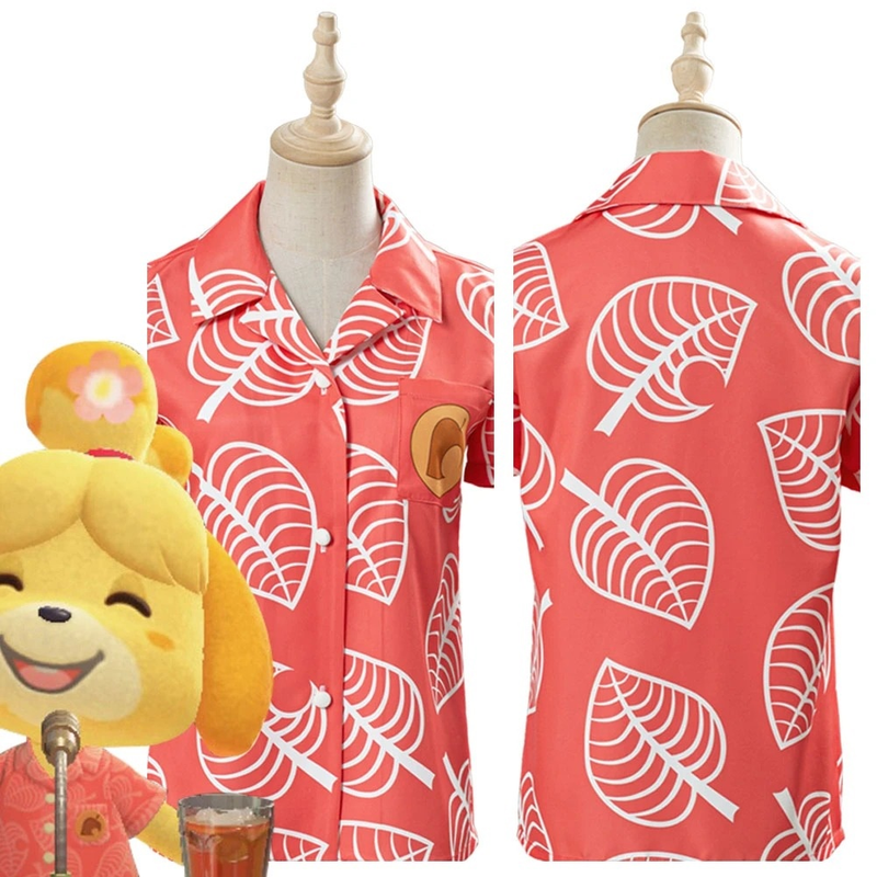 Game Animal Crossing Isabelle Women Short Sleeve Shirts Top Cosplay Costume - CrazeCosplay