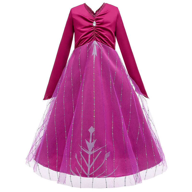 Frozen frozer 2 ii Elsa Princess Snow Queen Purple Cosplay Costume Purple Dress Up For Kids Girls - CrazeCosplay