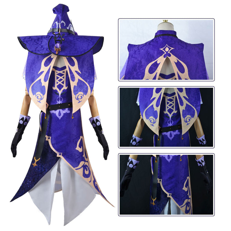 Genshin Impact Lisa Witch of Purple Rose Cosplay Costume Librarian Sexy Dress