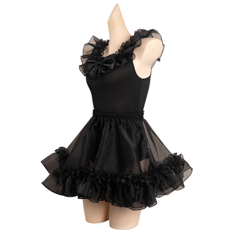 Wednesday Addams Black Dress Swimsuit Cosplay Costume Halloween Carnival Suit