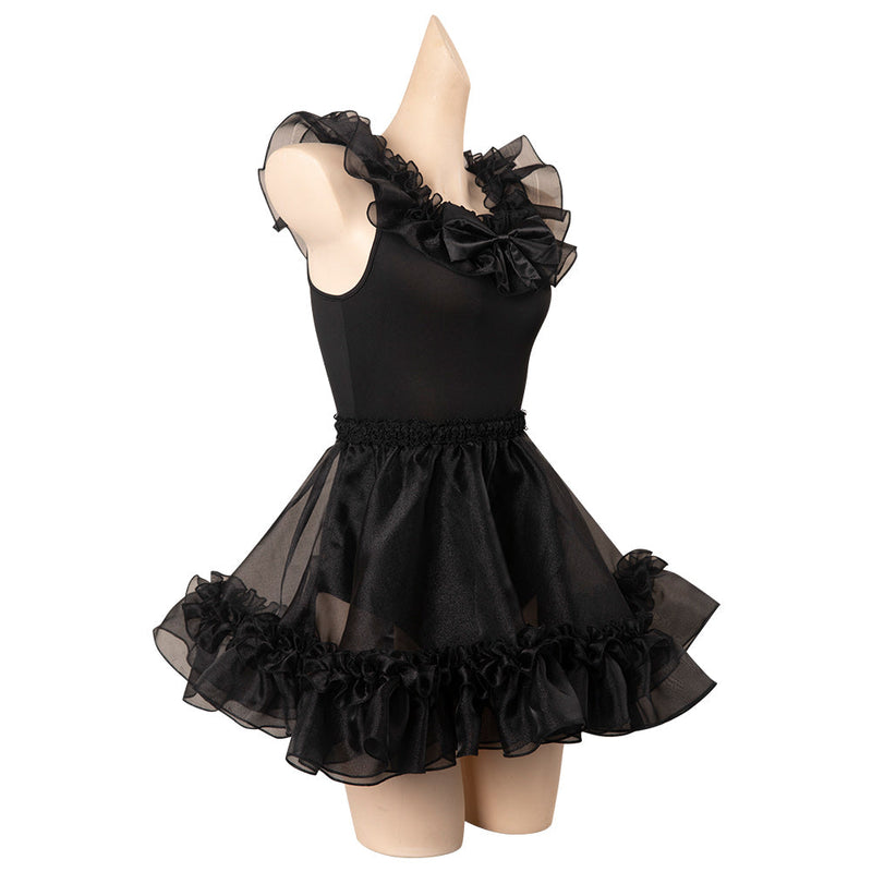 Wednesday Addams Black Dress Swimsuit Cosplay Costume Halloween Carnival Suit
