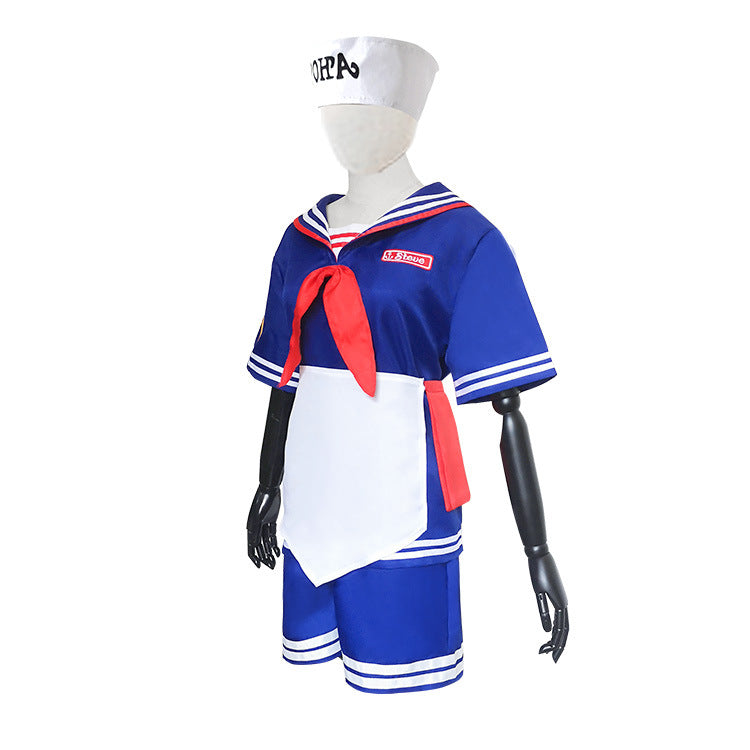 Stranger Things 3 Scoops Ahoy Steve Harrington Cosplay Costume Halloween Sailor Uniform Shirts Outfits