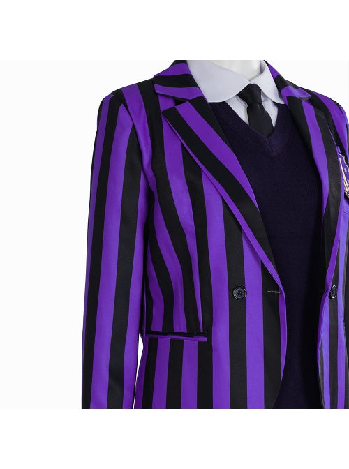 The Addams Family Purple School Uniform Cosplay Costume Halloween Set