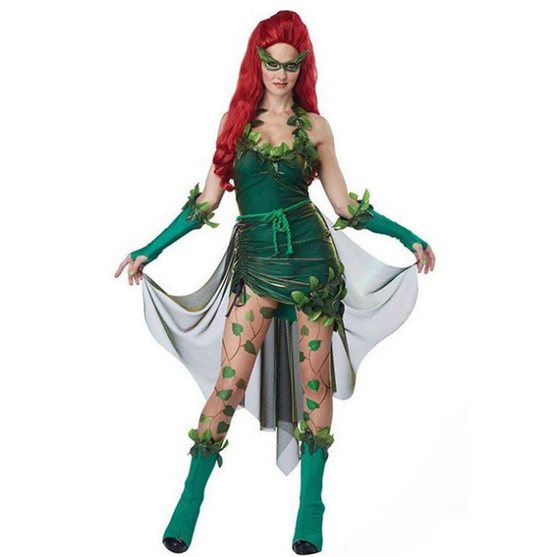 Poison Ivy Batman Villain Costume Character Halloween Cosplay Bodysuit for Adults