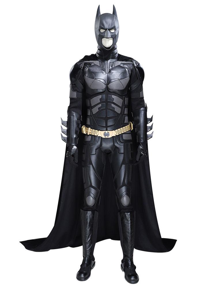 Black Batman Outfit The Dark Knight Batman Bruce Wayne Cosplay Costume with Headgear
