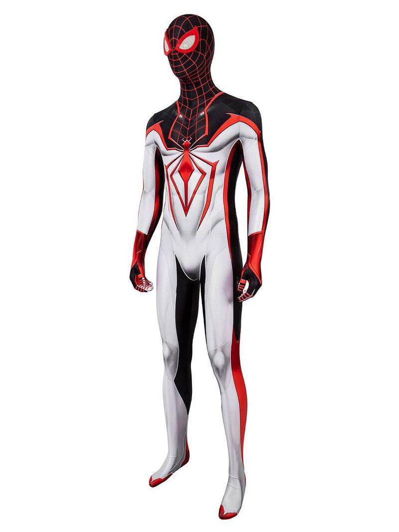 Miles Morales Spider Man White Jumpsuit  Cosplay Costume