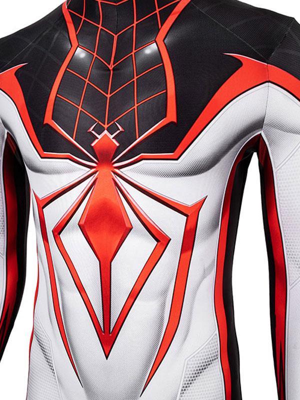 Miles Morales Spider Man White Jumpsuit  Cosplay Costume
