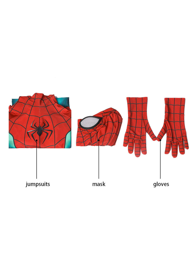Spider Man Miles Morales Red Full Body Catsuits Zentai Lycra Spandex Marvel Cosplay Costume For Adult