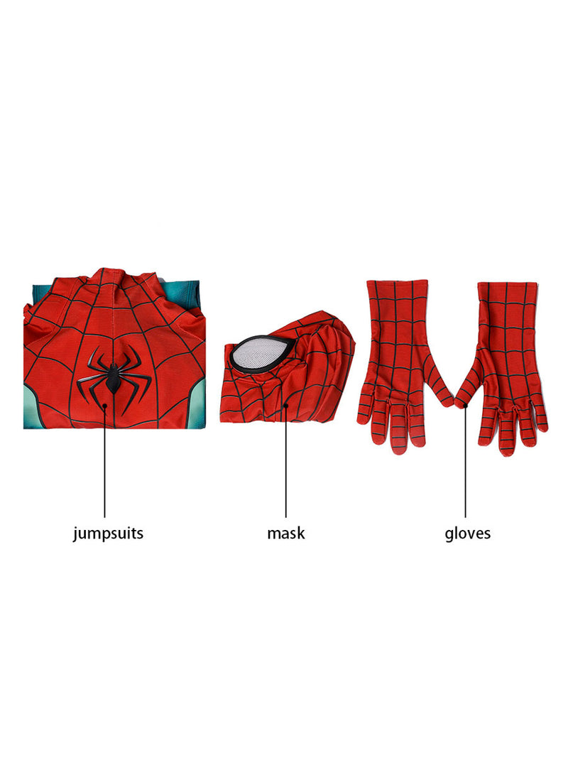 Spiderman Cosplay Jumpsuit For Kids Green Red Lycra Spandex Jumpsuit Marvel Film Cosplay Costume For Kid