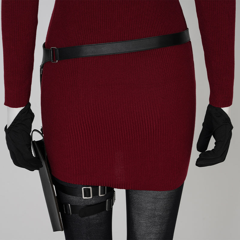 Resident Evil 4 Ada Wong Remake Costume Ada Halloween Cosplay Red Suit for Women
