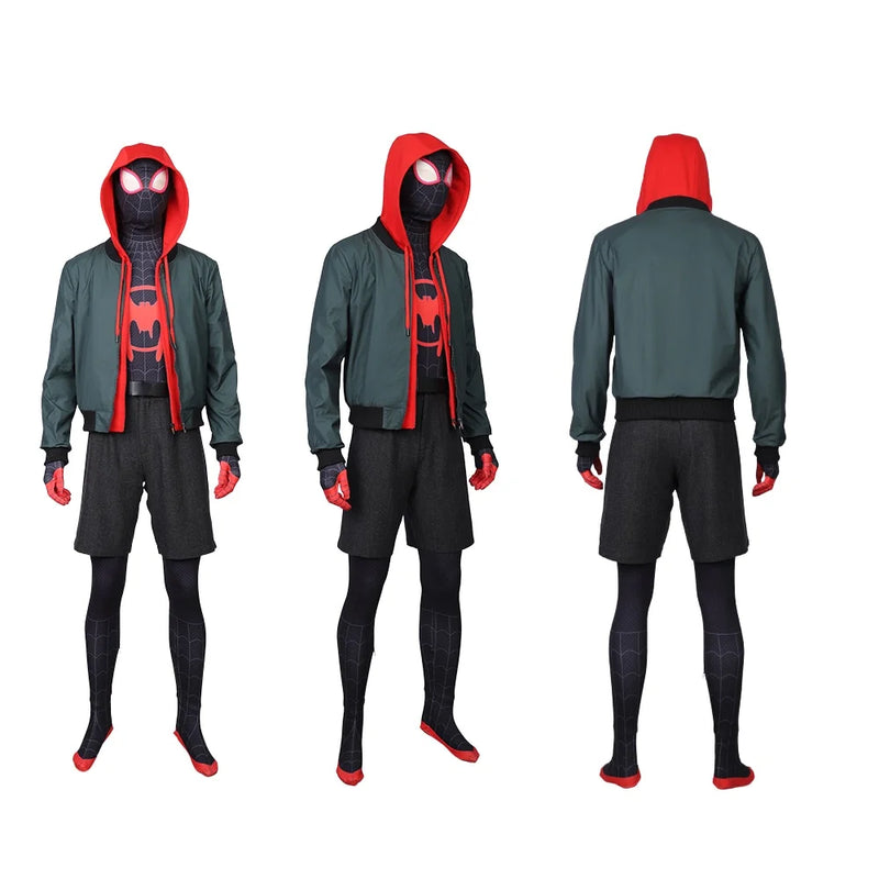 Spider Man Into The Spider Verse Miles Morales Jumpsuit Outfit Cosplay Costumes