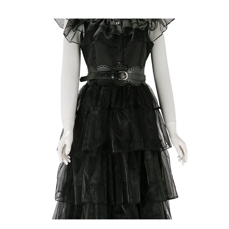 Wednesday Addams Black Dress Cosplay Costume Halloween Ball Dress