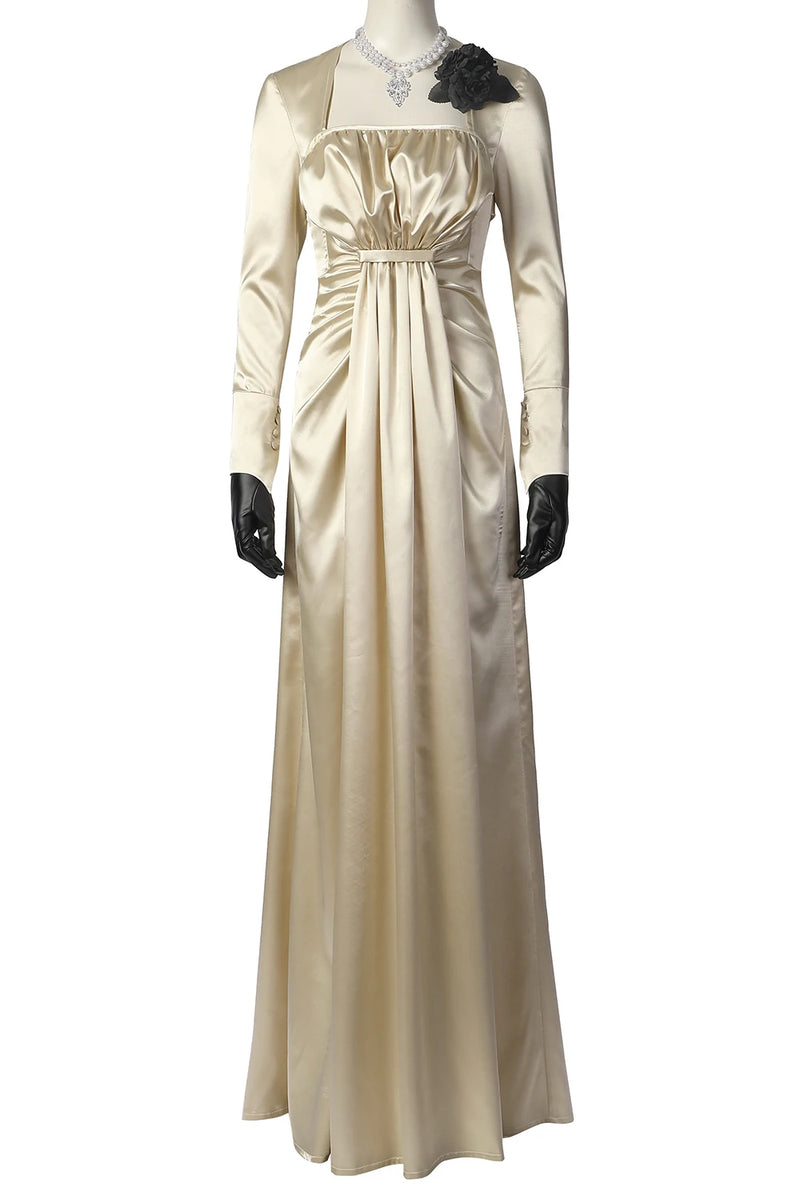 Resident Evil 8 Lady Dimitrescu White Dress Cosplay Costume