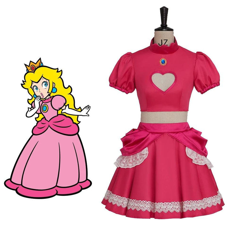 Princess Peach Outfit Super Mario Halloween Cosplay Dress