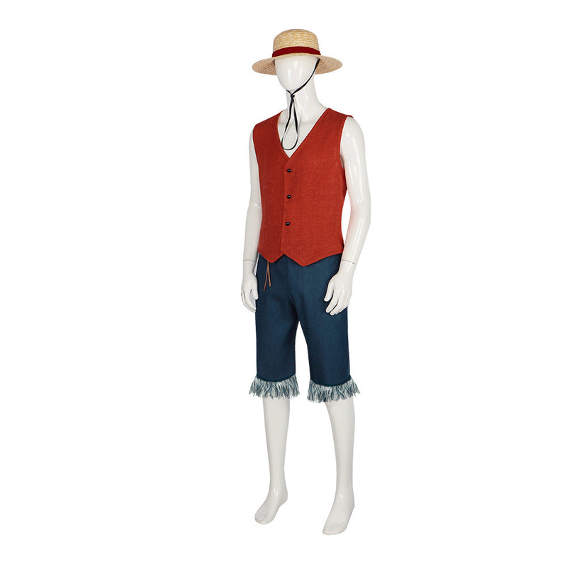 2023 One Piece Live Action  Money D Luffy Cosplay Costume with hat
