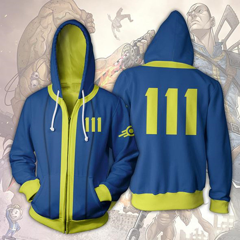 Fallout Vault 111 Zip Up Jacket Sweatshirt Cosplay Costume