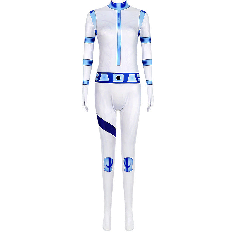 Kim Possible New Cosplay Blue and White Suits Halloween Costume Bodysuit for Adult