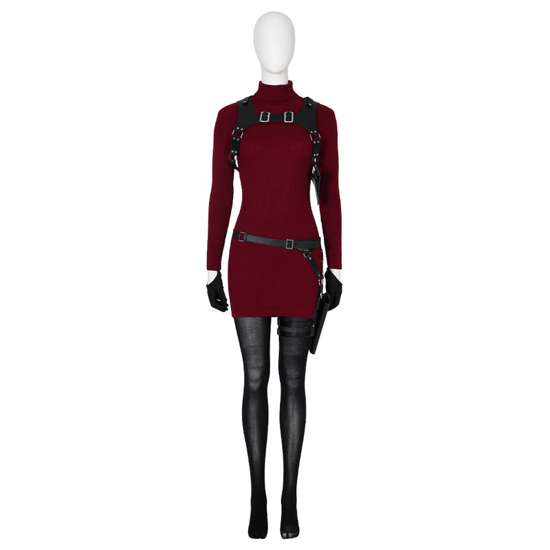 Resident Evil 4 Ada Wong Remake Costume Ada Halloween Cosplay Red Suit for Women