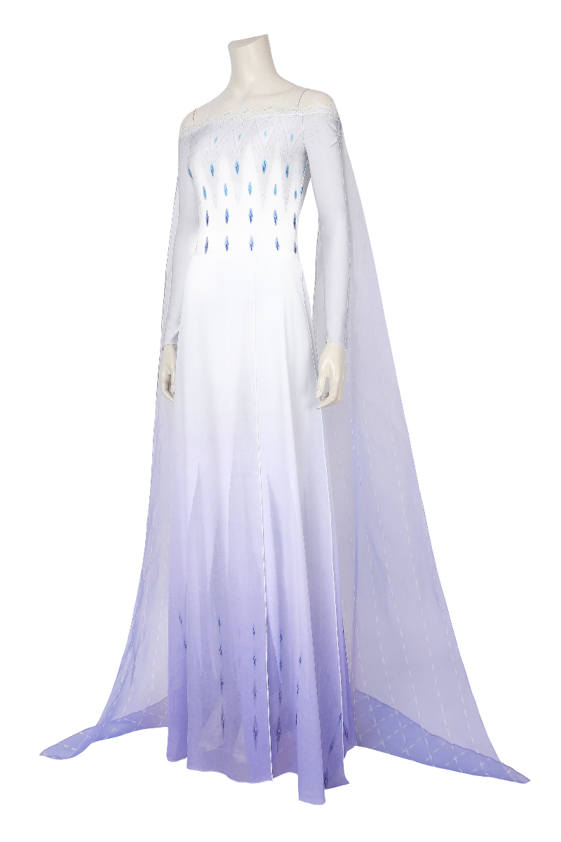 Frozen 2 Elsa Blue White Dress Snow Queen Cosplay Costume