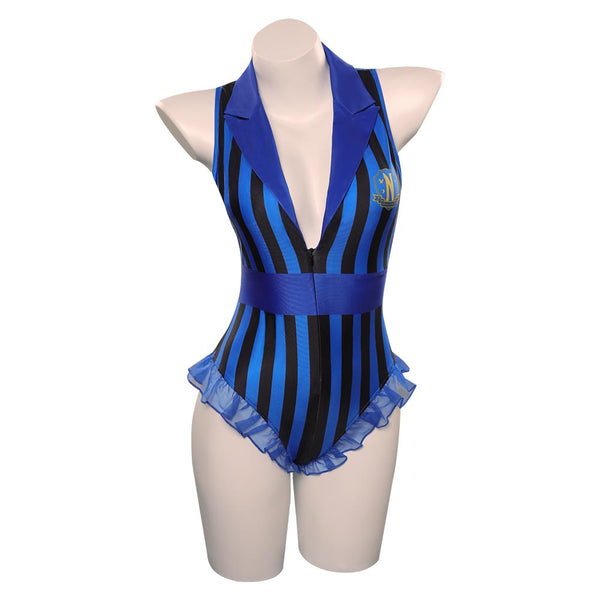 Wednesday Addams Blue Swimsuits Cosplay Costume Halloween Party Suit