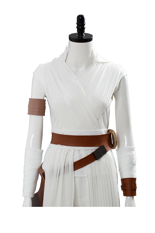 Rey Rise of Skywalker Costume Star Wars 9 Cosplay Halloween White Suit for Adults