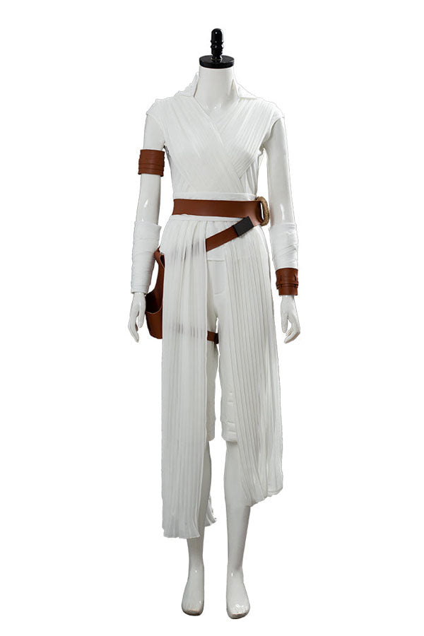 Rey Rise of Skywalker Costume Star Wars 9 Cosplay Halloween White Suit for Adults