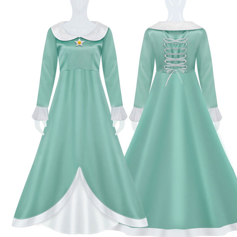 The Super Mario Bros Princess Rosalina Dress Cosplay Costumes for Kids