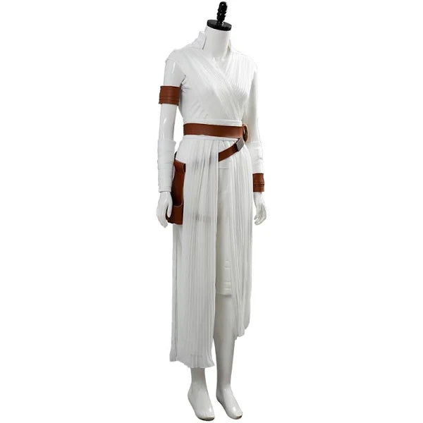 Rey Rise of Skywalker Costume Star Wars 9 Cosplay Halloween White Suit for Adults