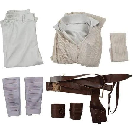 Rey Rise of Skywalker Costume Star Wars 9 Cosplay Halloween White Suit for Adults