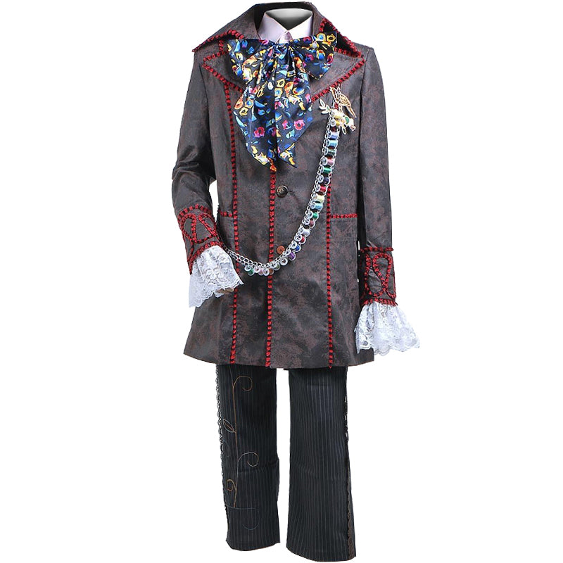 Alice In Wonderland Johnny Depp Mad Hatter Jacket Pants Tie 6 Pcs Costume - CrazeCosplay