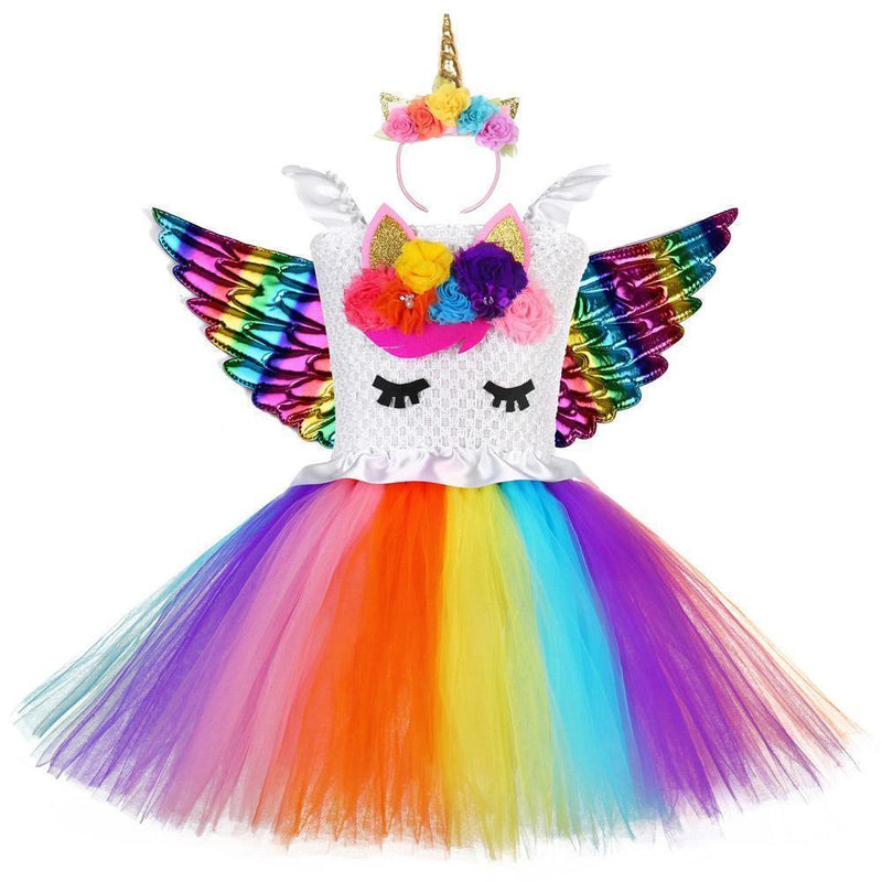 Unicorn Rainbow Bubble Dress Cosplay Costume Kids Girls - CrazeCosplay