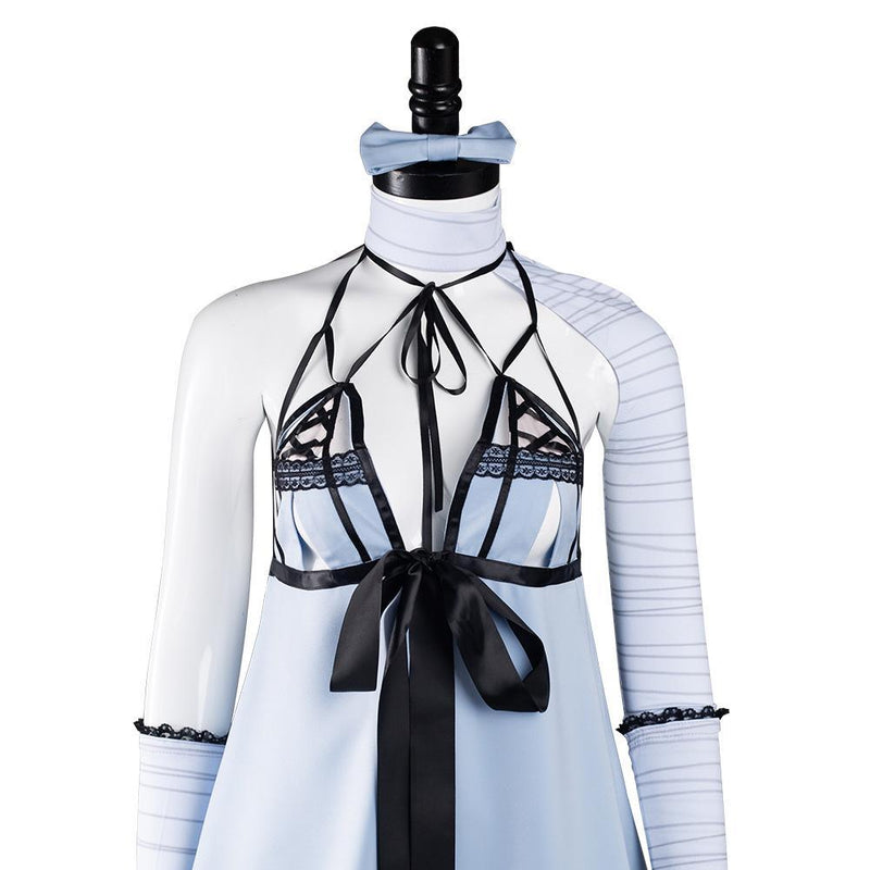 Nier Replicant No.1 Kaine Sexy Bow-Strapped Lingerie Sleepwear Suspender Light Blue Dress Full Set Cosplay Costume - CrazeCosplay