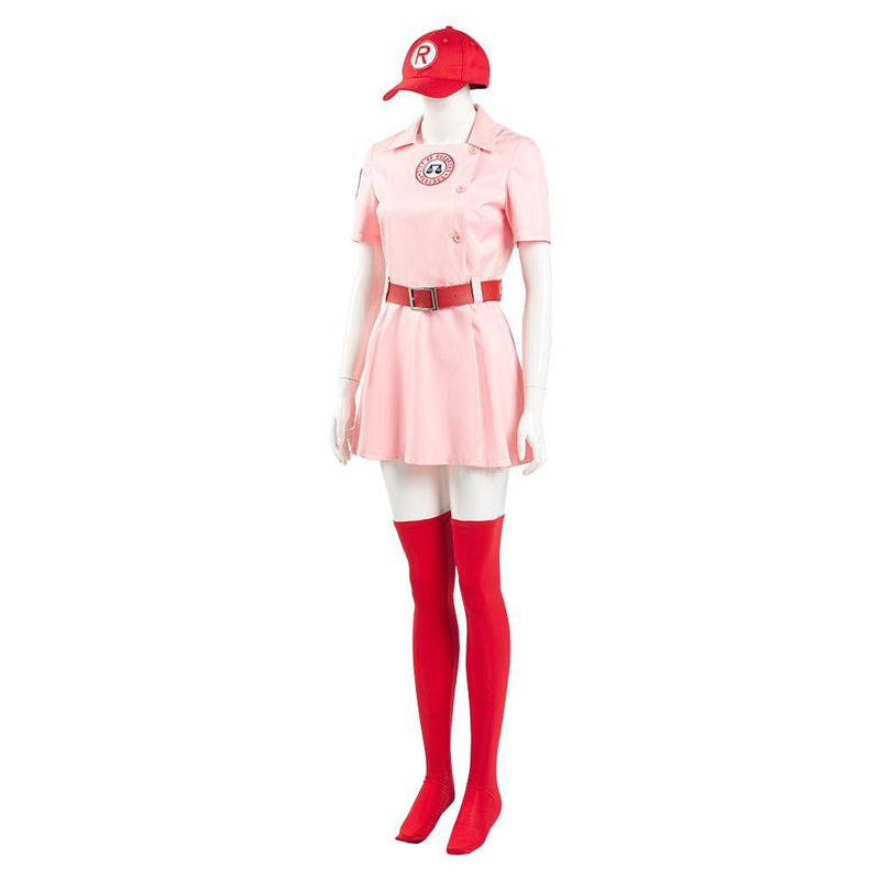A League Of Their Own Dottie Women Pink Dress Outfits Halloween Carnival Suit Cosplay Costume - CrazeCosplay