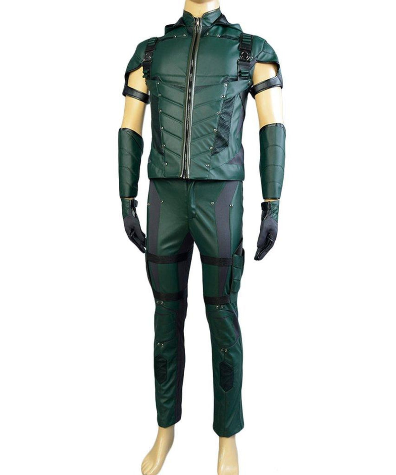 Green Arrow Season 4 S4 Oliver Leather Outfit Halloween Carnival Cosplay Costume Suit No Quiver - CrazeCosplay