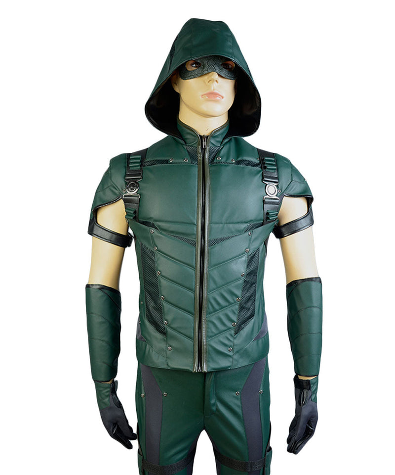 Green Arrow Season 4 S4 Oliver Leather Outfit Halloween Carnival Cosplay Costume Suit No Quiver - CrazeCosplay