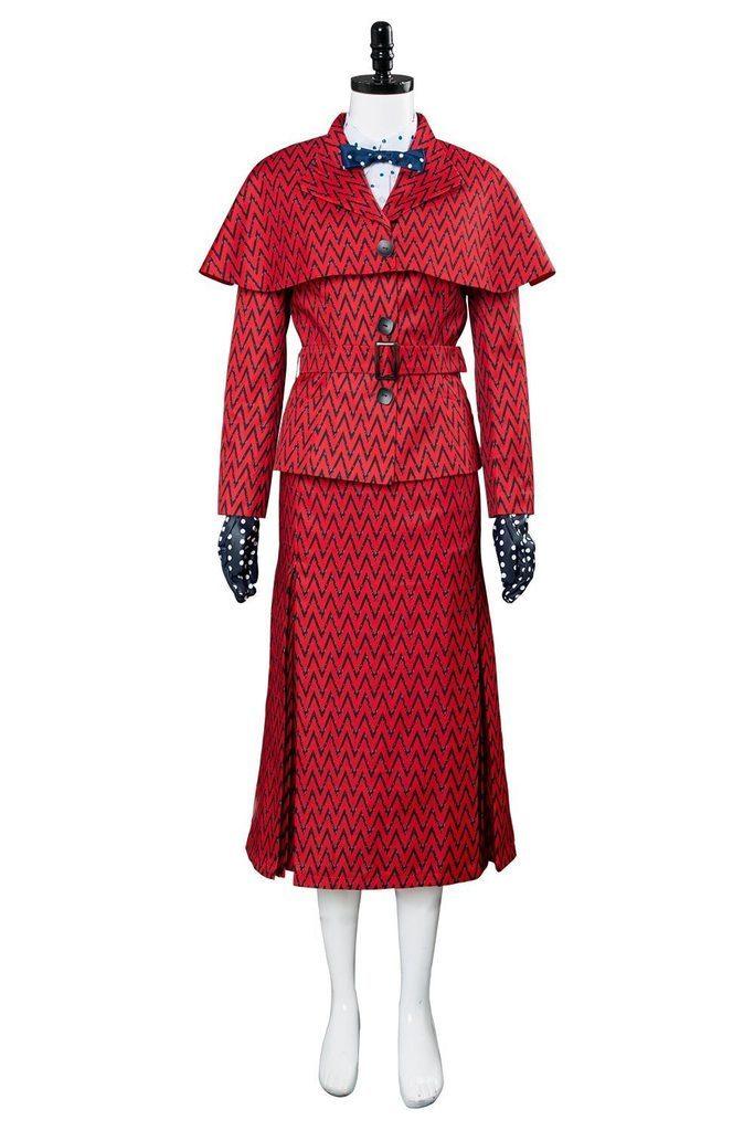 Mary Poppins Returns Costume Mary Poppins Dress Hat Red Version - CrazeCosplay