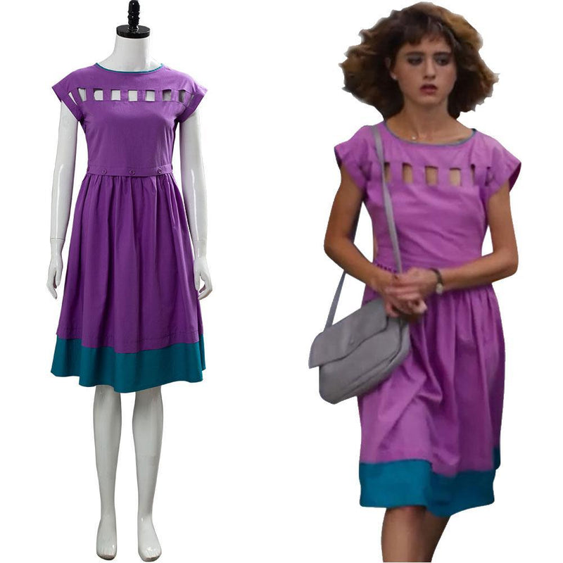 Stranger Things Season 3 Nancy Wheeler Purple Dress Cosplay Costume - CrazeCosplay