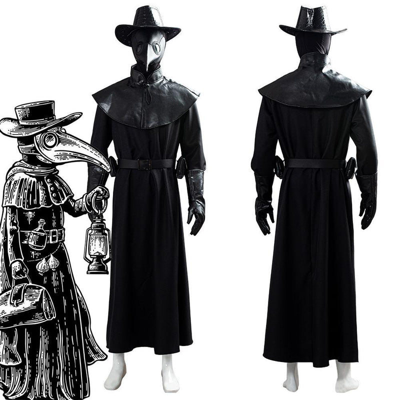 Plague Doctor Steampunk Brird Mask Cape Long Grown Hat Set Holloween Outfit Cosplay Costume - CrazeCosplay