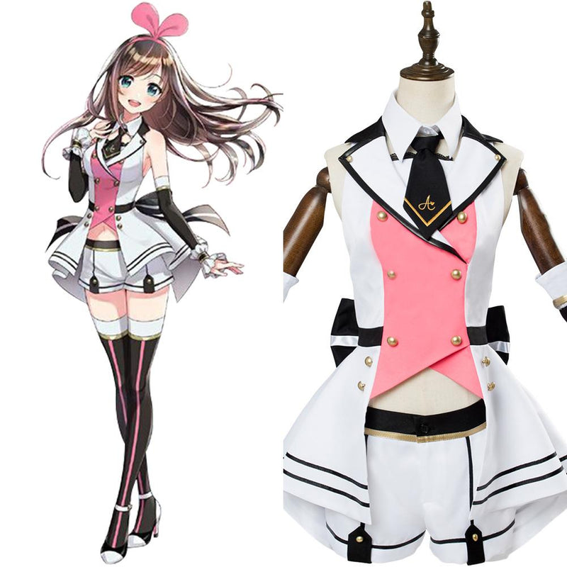 A I Channel Kizuna Ai Cosplay Costume Girls Pink Outfit - CrazeCosplay
