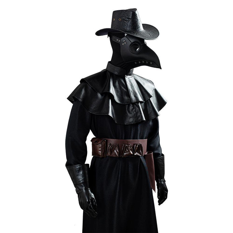 Plague Doctor Steampunk Bird Beak Mask Long Robe Cape Outfit Halloween Cosplay Costume - CrazeCosplay