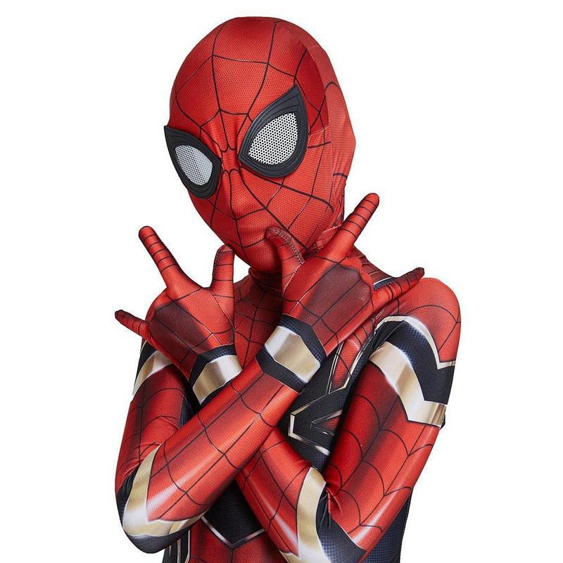 Kids Halloween Spiderman Cosplay Costume Zentai Jumpsuit Boys Girls Iron Spider Man Superhero Bodysuit - CrazeCosplay