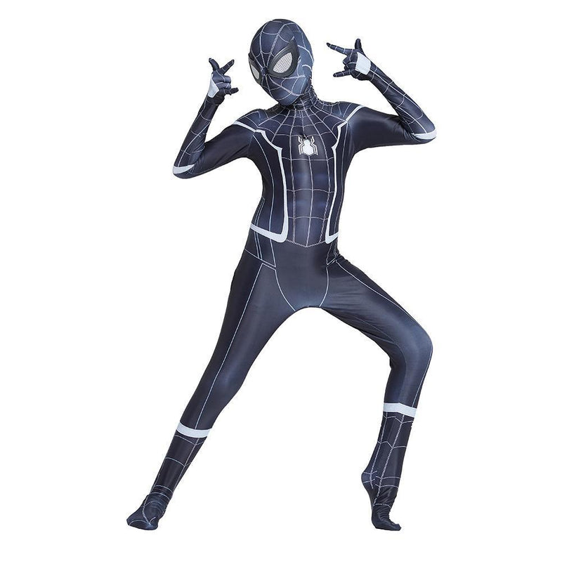 Kids Spider-Man: Homecoming Cosplay Jumpsuit Black Spider-Man Superhero Zentai Bodysuit Halloween Costume - CrazeCosplay
