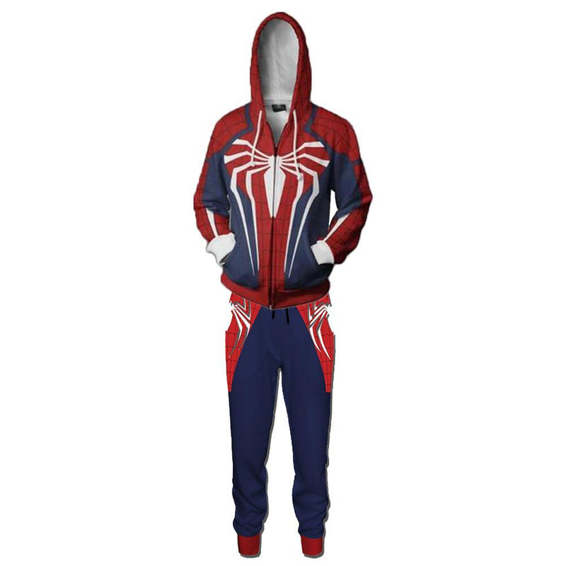 Unisex Spider-Man Cosplay Costume Zip Up 3D Print Jacket Sweatshirt Pants Set