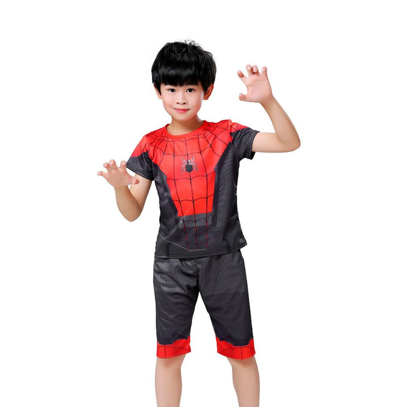 Kids Spider-Man Far From Home 2pcs Cosplay Costume Short Sleeve Top and Pants - CrazeCosplay